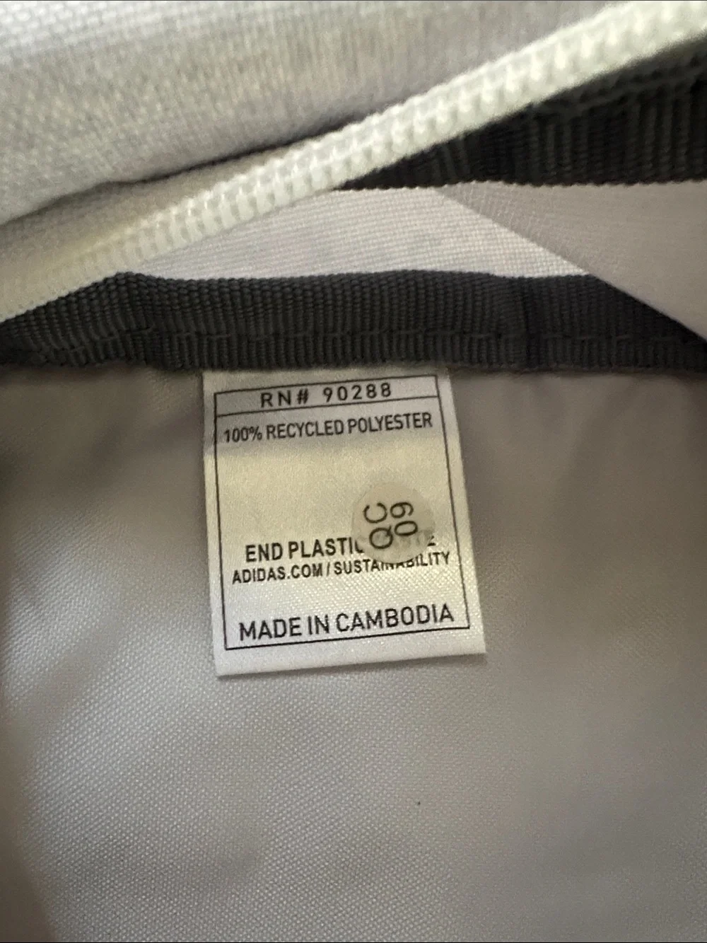 adidas Light Gray Backpack with Rainbow Logo and Zipper
